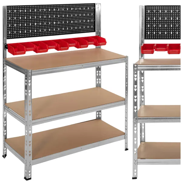 Darbo stalas Springos HA5276 136x101x40 cm, apkrova 620 kg, darbo paviršius su įrankių lentynomis garažui