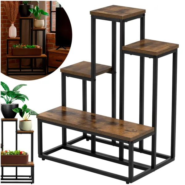 Metal flower stand Springos GA0210 67 cm with 4 shelves, loft-style, multi-level, modern