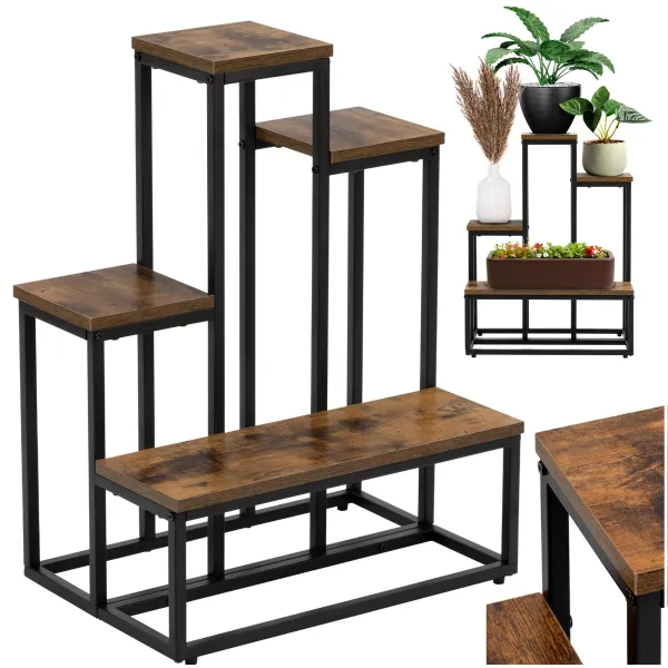 Metal flower stand Springos GA0210 67 cm with 4 shelves, loft-style, multi-level, modern