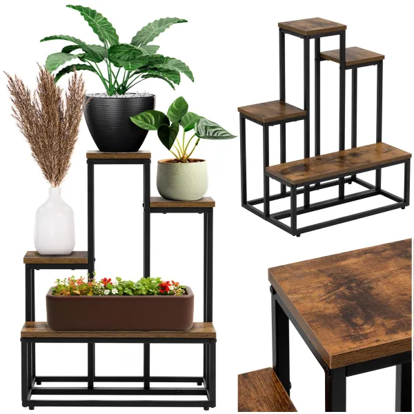 Metal flower stand Springos GA0210 67 cm with 4 shelves, loft-style, multi-level, modern
