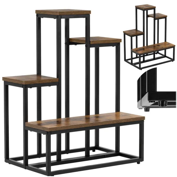 Metal flower stand Springos GA0210 67 cm with 4 shelves, loft-style, multi-level, modern