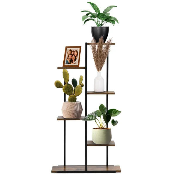 Metal flower stand Springos GA0211 113 cm with 6 shelves, loft-style, multi-level, modern