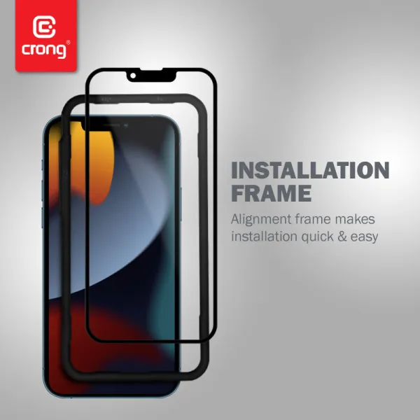 Crong Anti-Bacterial 3D Armor Glass – 9H tempered glass for the entire iPhone 13 mini screen + installation frame