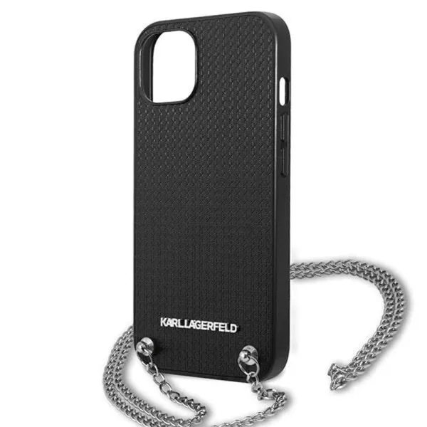 Karl Lagerfeld Leather Textured and Chain - Case for iPhone 13 mini (Black)