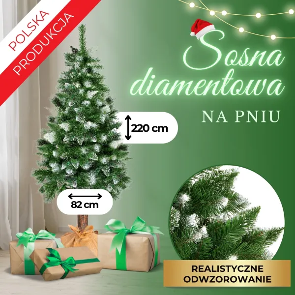 Mākslīgā eglīte uz stumbra Springos CT0262, Dimanta 220cm