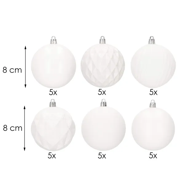 Ziemassvētku eglīšu rotājumu komplekts Springos CA0878, 8 cm, 30 gab.