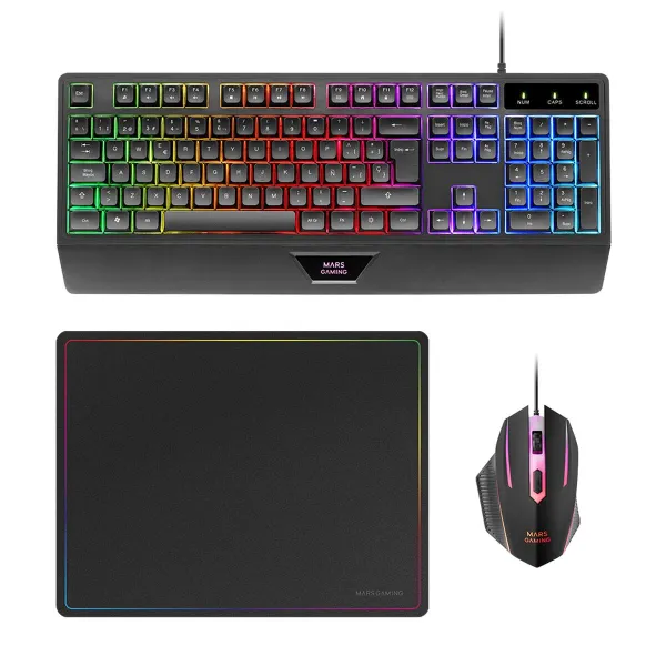 Keyboard Mars Gaming MCP124ES Black Multicolour (3 Units)