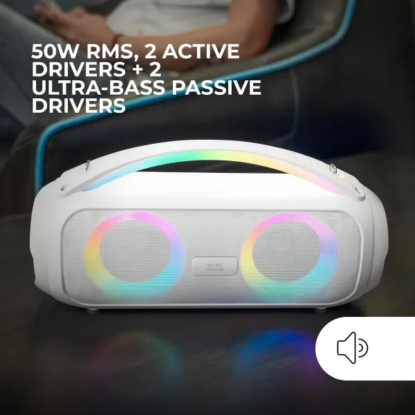 PC Speakers Mars Gaming MSPULSEW White