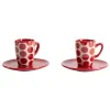 Coffee Set Benetton Red Stoneware Mouse 4 Pieces