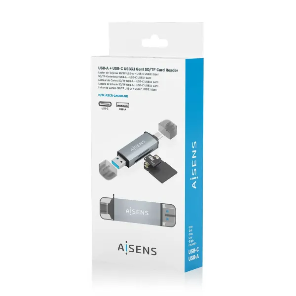 External Card Reader Aisens ASCR-2AC08-GR Grey