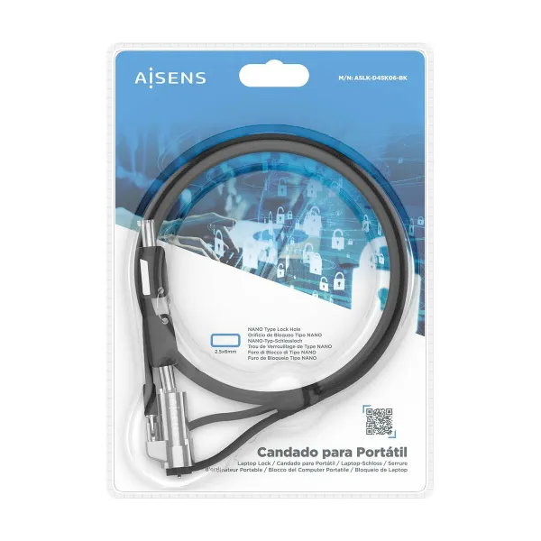 Security Cable Aisens ASLK-D45K06-BK Black 1,5 m