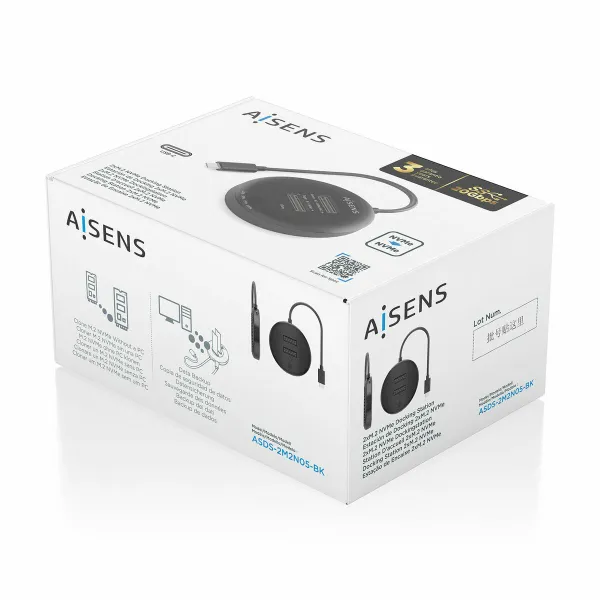 Charging base Aisens DOUBLE BAY Black 50 W