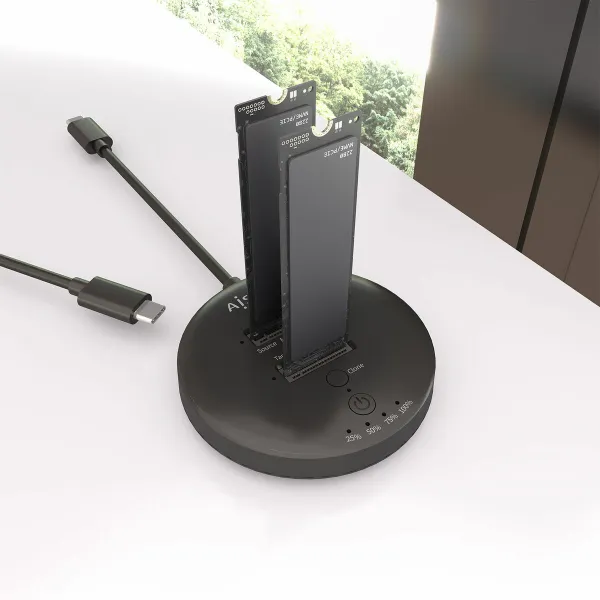 Charging base Aisens DOUBLE BAY Black 50 W