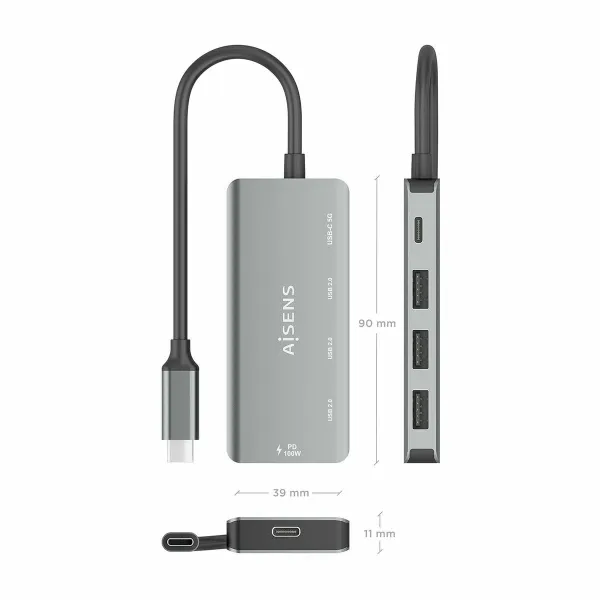 USB Hub Aisens CPNT Grey 100 W