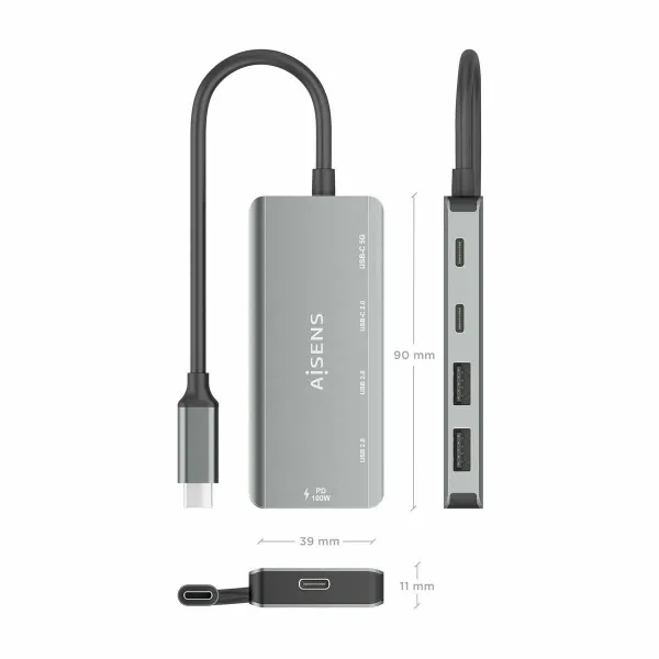 USB Hub Aisens CPNT Grey 100 W 50 W