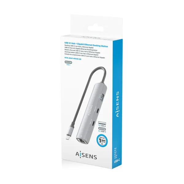 USB Hub Aisens ASUC-4P040-GR Grey
