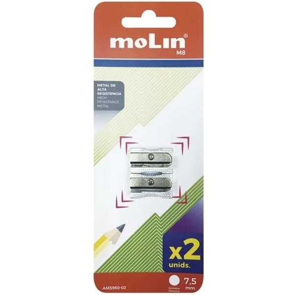 Pencil Sharpener Molin Silver Metal 2 Pieces (12 Units)