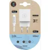 Wall Charger + MFI Certified Lightning Cable Tech One Tech TEC2402 White Double Lightning