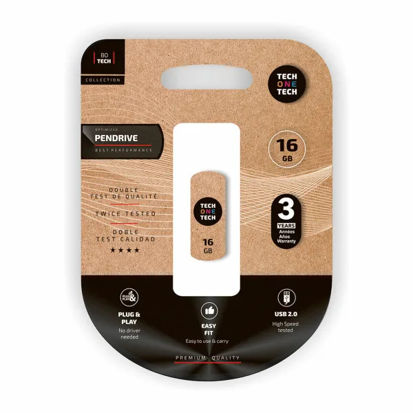 USB Zibatmiņa Tech One Tech Pro Smart Clip Balts 16 GB