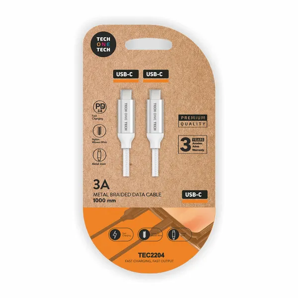 Кабель USB-C — USB-C Tech One Tech TEC2204 1 m Белый