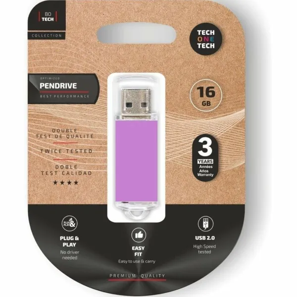 USB-tikku Tech One Tech Basic Purppura 16 GB