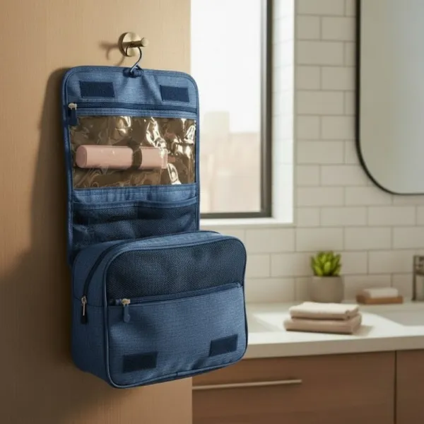 Dunlop – Travel Toiletry Bag with Hanging Hook 25x20x10 cm (Navy Blue)