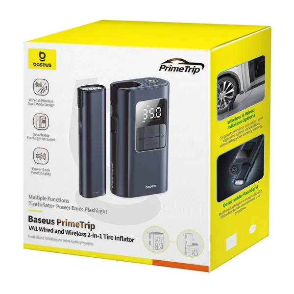 Baseus PrimeTrip VA1 2-in-1 pump with flashlight black