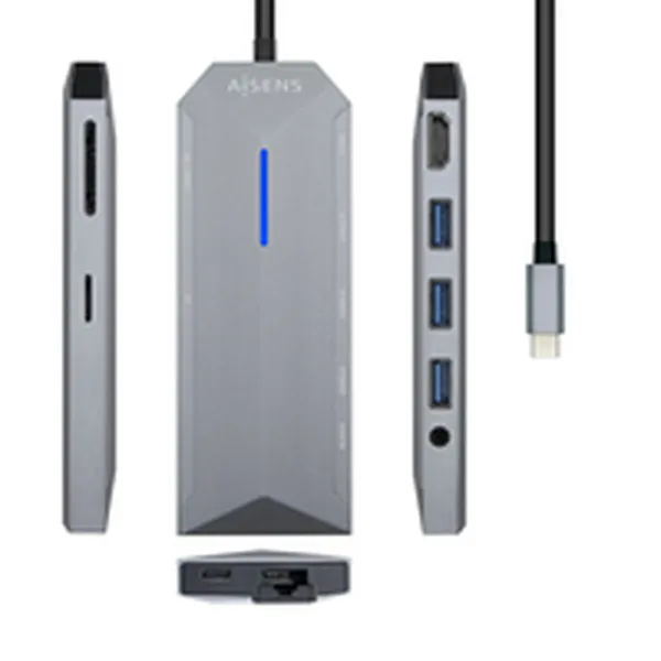 USB-C Hub Aisens ASUC-9P001-GR Grey 100 W