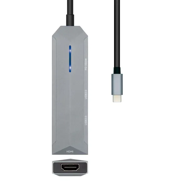 USB-C Hub Aisens ASUC-4P002-GR Grey 100 W