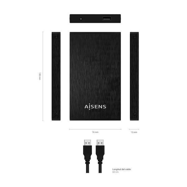 Housing for Hard Disk Aisens ASE-2523B Black 2,5