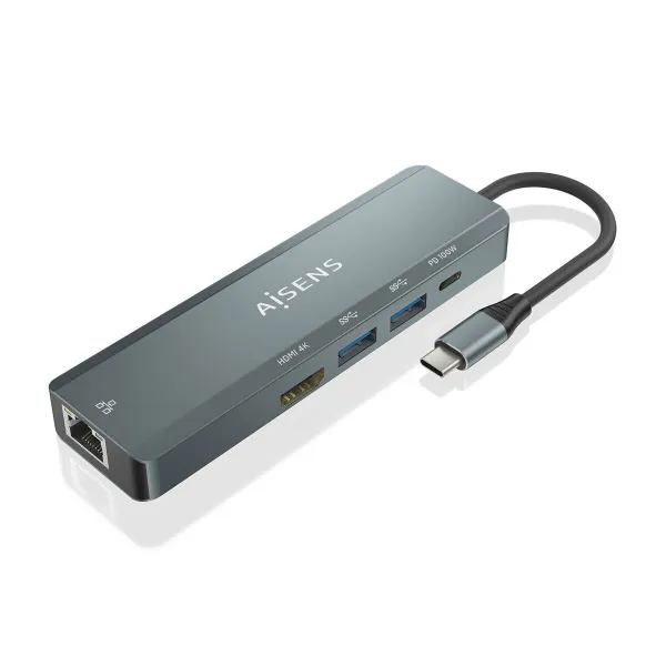 USB Hub Aisens ASUC-5P011-GR Grey Multicolour 100 W