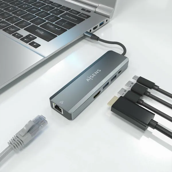 USB Hub Aisens ASUC-5P011-GR Grey Multicolour 100 W