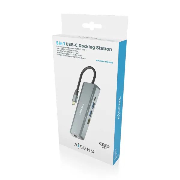 USB Hub Aisens ASUC-5P011-GR Grey Multicolour 100 W