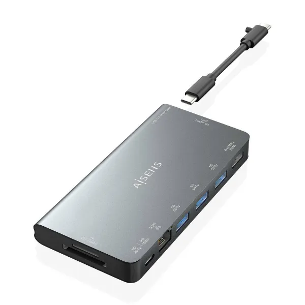 USB Hub Aisens ASUC-8P015-GR Grey Multicolour 100 W
