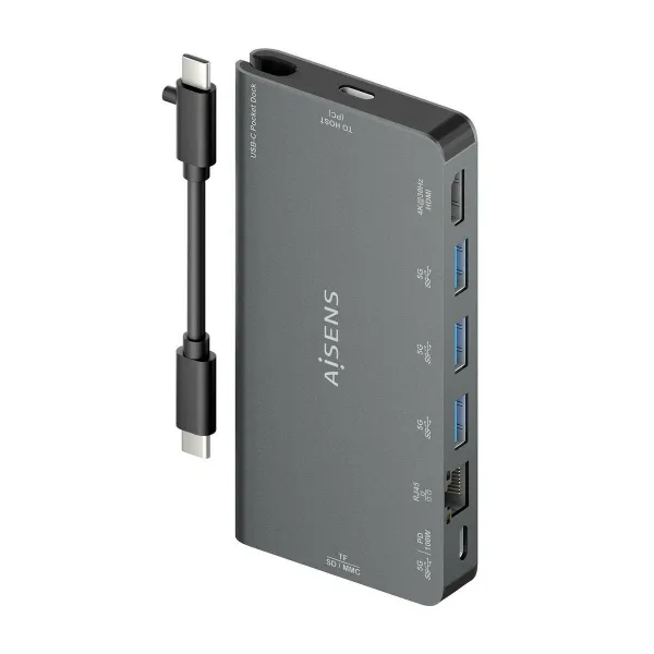 USB Hub Aisens ASUC-8P015-GR Grey Multicolour 100 W