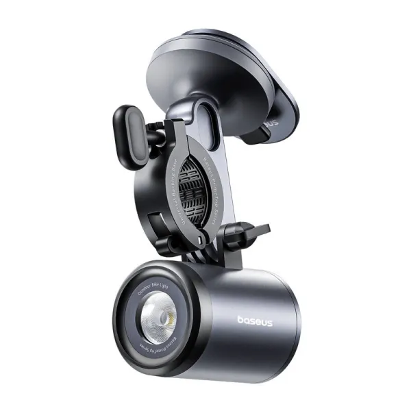 Baseus PrimeTrip 2-in-1 bike mount, phone holder + flashlight (black)