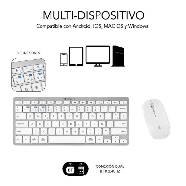 Keyboard and Mouse Subblim SUBKBC-OCO010 Silver