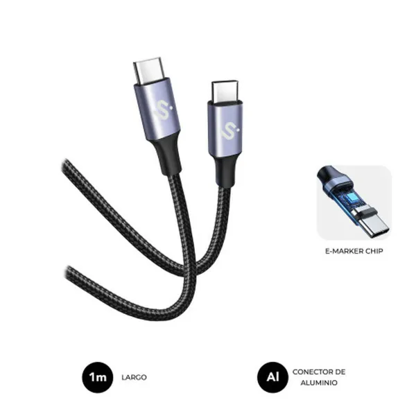 USB-C - USB-C kaapeli Subblim PLUS Musta 1 m