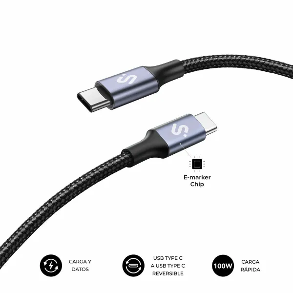 USB-C to USB-C Cable Subblim PLUS Black 1 m