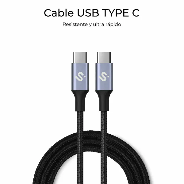USB-C to USB-C Cable Subblim PLUS Black 1 m