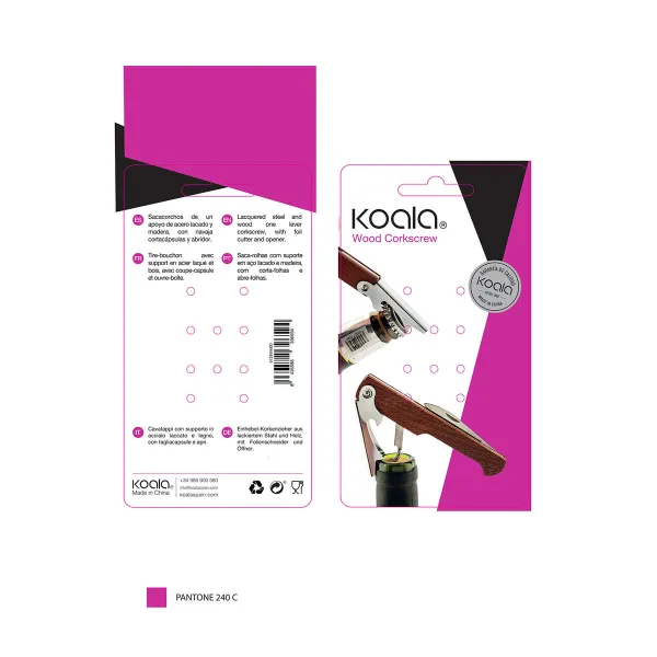 Corkscrew Koala Basic Metal Acacia 11 x 1,8 x 1,3 cm