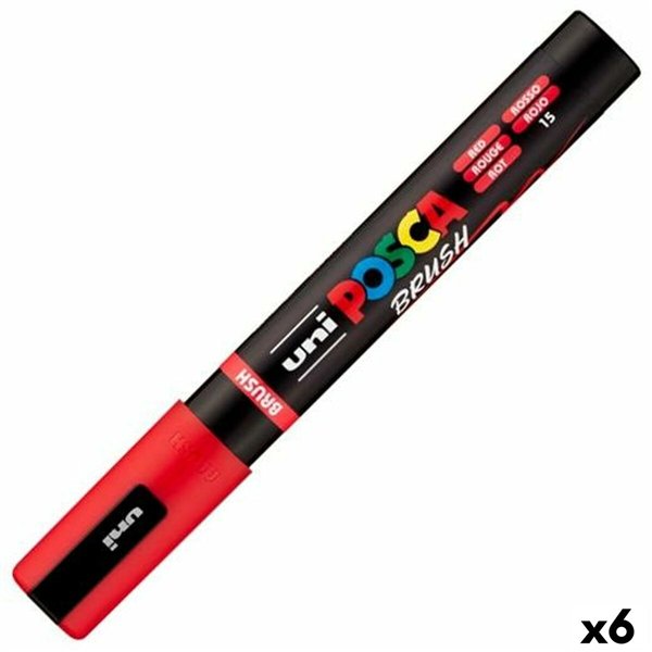 Marker BRUSH POSCA PC-5BR Red (6 Units)