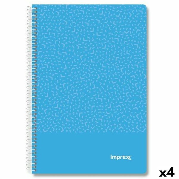 Notebook Imprex Blue Din A4 80 Sheets (4 Units)