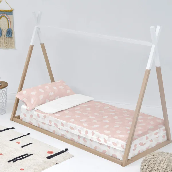 Quilted Zipper Bedding HappyFriday Basic Clouds Pink 105 x 200 cm