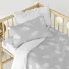 Fitted sheet HappyFriday Basic Clouds Grey 60 x 120 x 14 cm