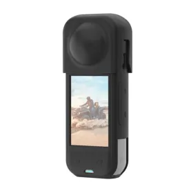 PULUZ silicone protective case with lens cover for Insta360 X5 (black)