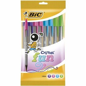 Set of Biros Bic Cristal Fun 921342 Multicolour 10 Pieces (10 Units)