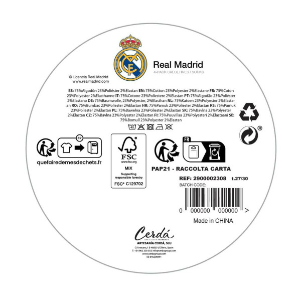 Sock pack Real Madrid C.F. Multicolour 4 Pieces