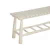 Bench White Teak 120 x 30 x 45 cm