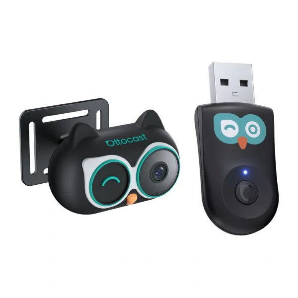 Ottocast Cabin Care wireless CarPlay adapter with baby car mirror